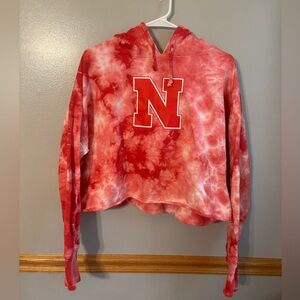 University of Nebraska Hoodie Sweatshirt Tie Dye Red White Womens Medium